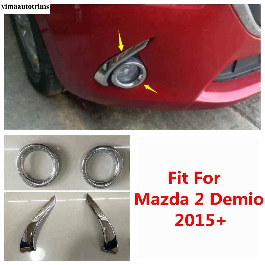 

Car Front Fog Light Lamp Eyebrow Strip Ring Circle Decoration Cover Trim For Mazda 2 Demio 2015 - 2023 ABS Chrome Accessories