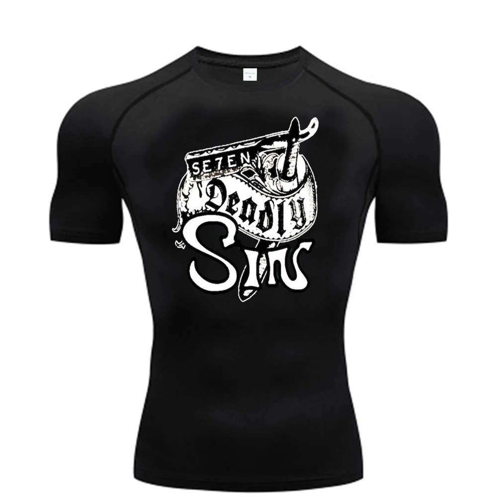 Seven Deadly Sins tshirt compression shirt Fitness japanese goth Retro dollette grunge 80s harajuku Retro manga