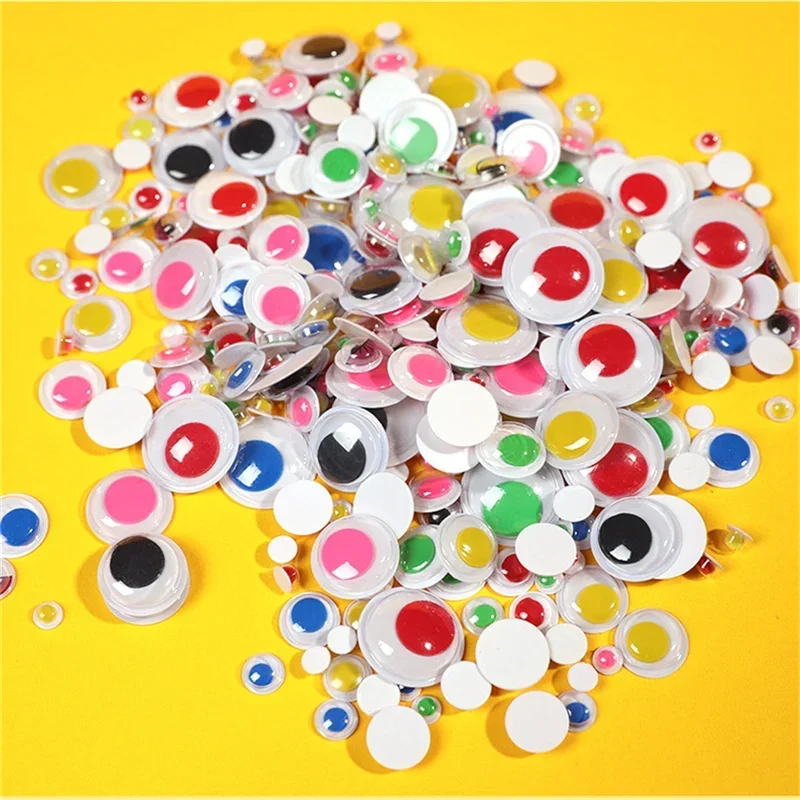 200 pçs colorido olhos pretos adesivos para bonecas brinquedos de pelúcia googly wiggly olhos adesivo para crianças diy artesanato acessório