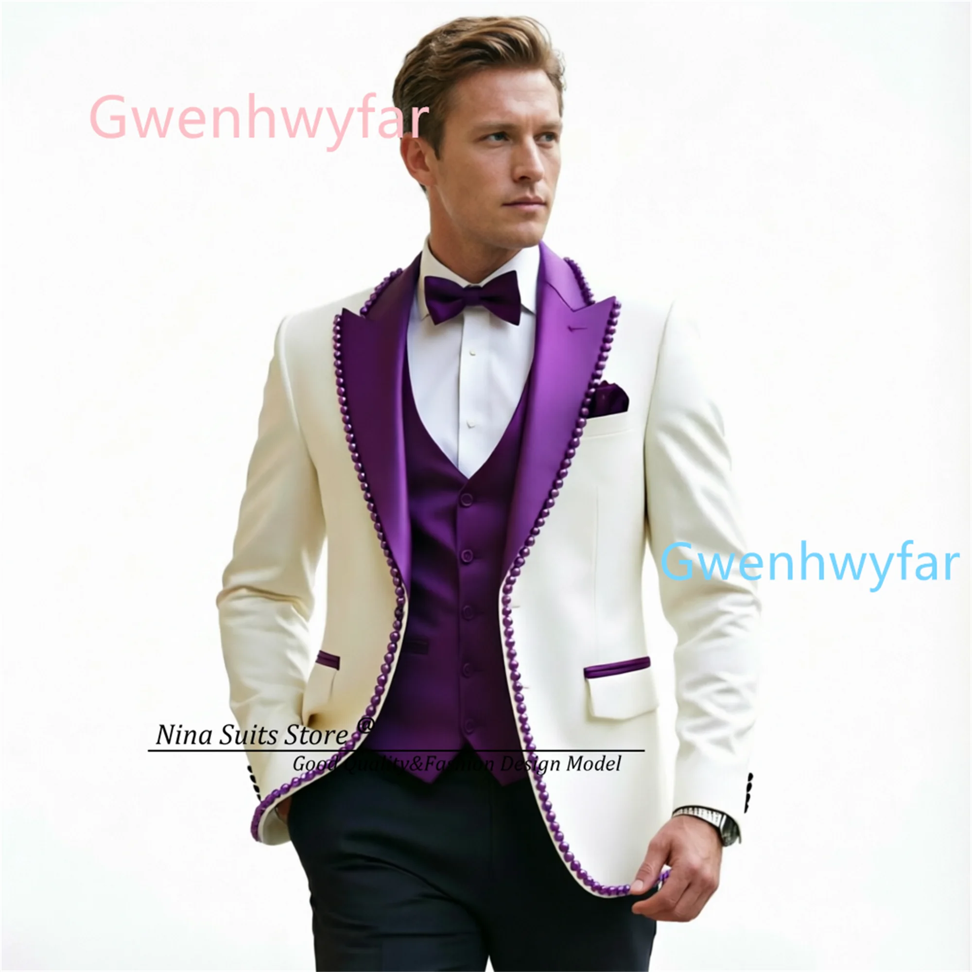 Gwenhwyfar Luxury Ivory Black  - Formal Vest Waistcoat review and price