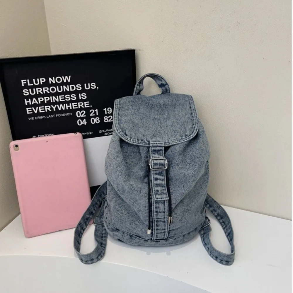School Bag Fashion Denim Backpack Large Capacity Retro Student Schoolbags Zipper Soft Jeans Bookbags Women