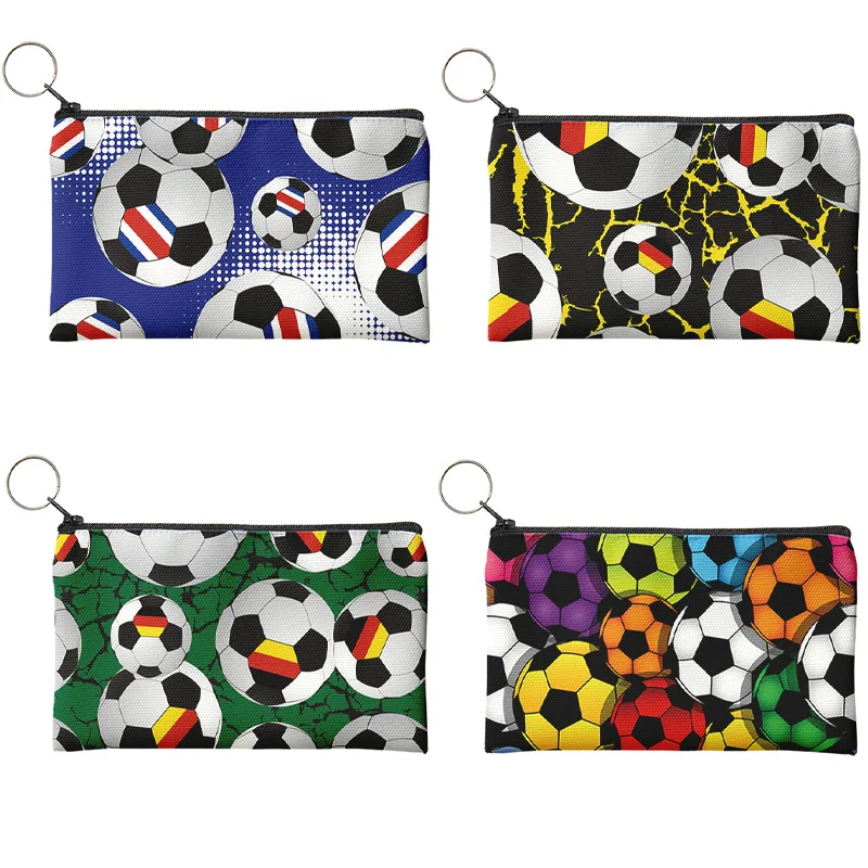 

New Football Pattern Coin Purses Small Fresh Canvas Coin Wallet Lady Girls Earphone Coin Key Money Storage Bag Zipper Pouch