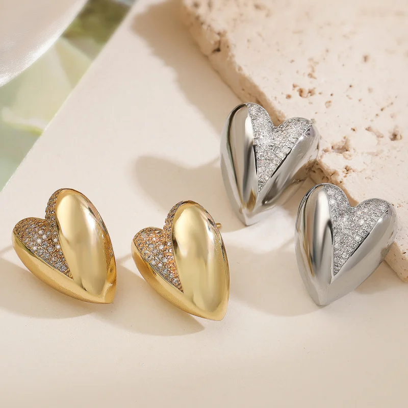 

Новое женское сердце в форме персика с медным покрытием из 18-каратного золота, инкрустированное цирконом, уникальный дизайн, элитные серьги