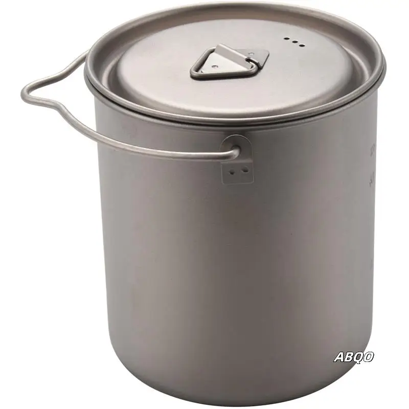 

2X Outdoor Titanium Pot Cup Mug Pots Tableware Camping Cup Picnic Water Cup Mug Of Coffee Tea With Lid Pot 750Ml
