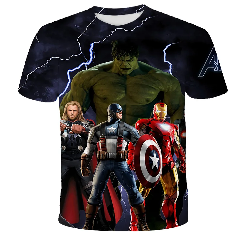 Hot Sale Kids\' Hulk Captain America T-shirt Superhero Spiderman Boy T Shirts Children Fashion Clothes Boys Short Sleeved Men Top