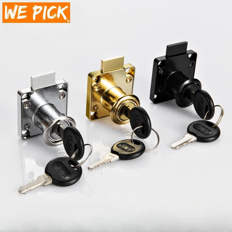 WEPICK 1 Set Drawer Locks with 2 Keys Furniture Hardware Door Cabinet Drawer Lock for Office Desk Letter Box 3 Colors Cam Locks