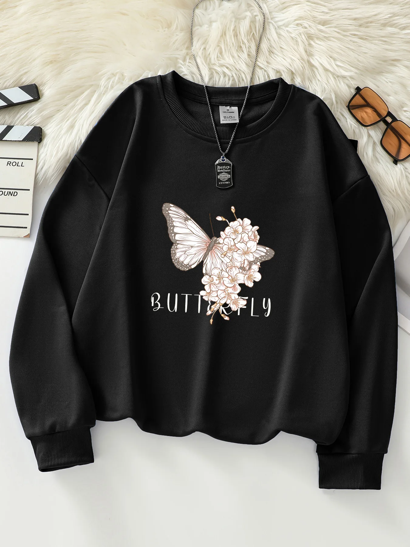 Autumn Women's Hoodie Solid Color Sweatshirt Cartoon Printing Long Sleeves Top Loose Pullovers Y2k Clothes худи Sporty Outerwear