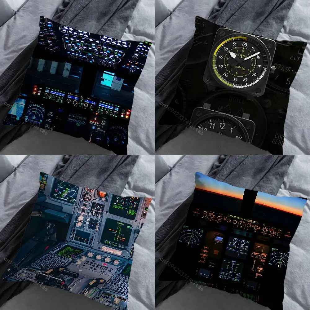 

Aviation Cockpit Dashboard Throw Pillow Case Living Room Sofa Cushion Cover For Home Bedroom Decoration Protector