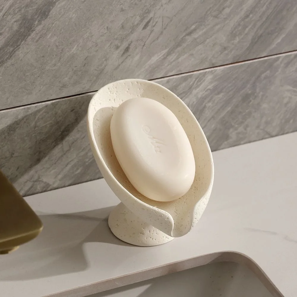 

Leaf-Shaped Soap Dish Wabi-sabi style with Drain Soap Holder for Bathroom Soap Holder Keep Dry Modern Bathroom Accessory