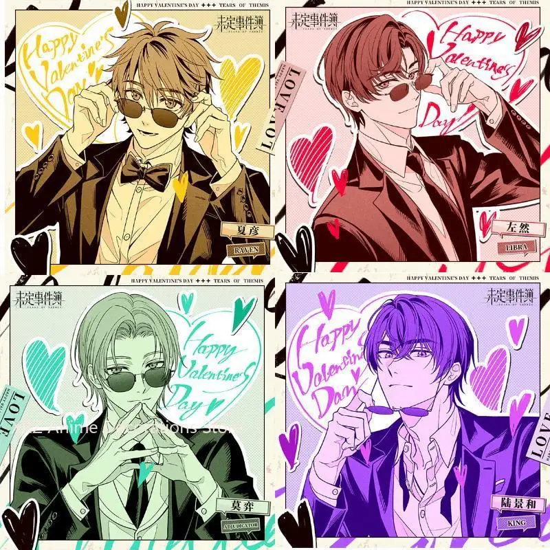 

4 шт., аниме «Слезы Фемиды», ворон Vyn Richter, квадратная открытка, фотокарта, HD маленький альбом, коллекция фотокарточек, открытка, подарки другу