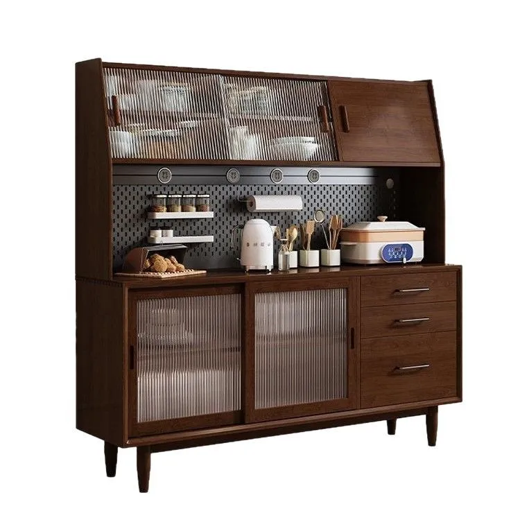 

Medieval solid wood dining side cabinet integrated wall locker modern simple living room storage