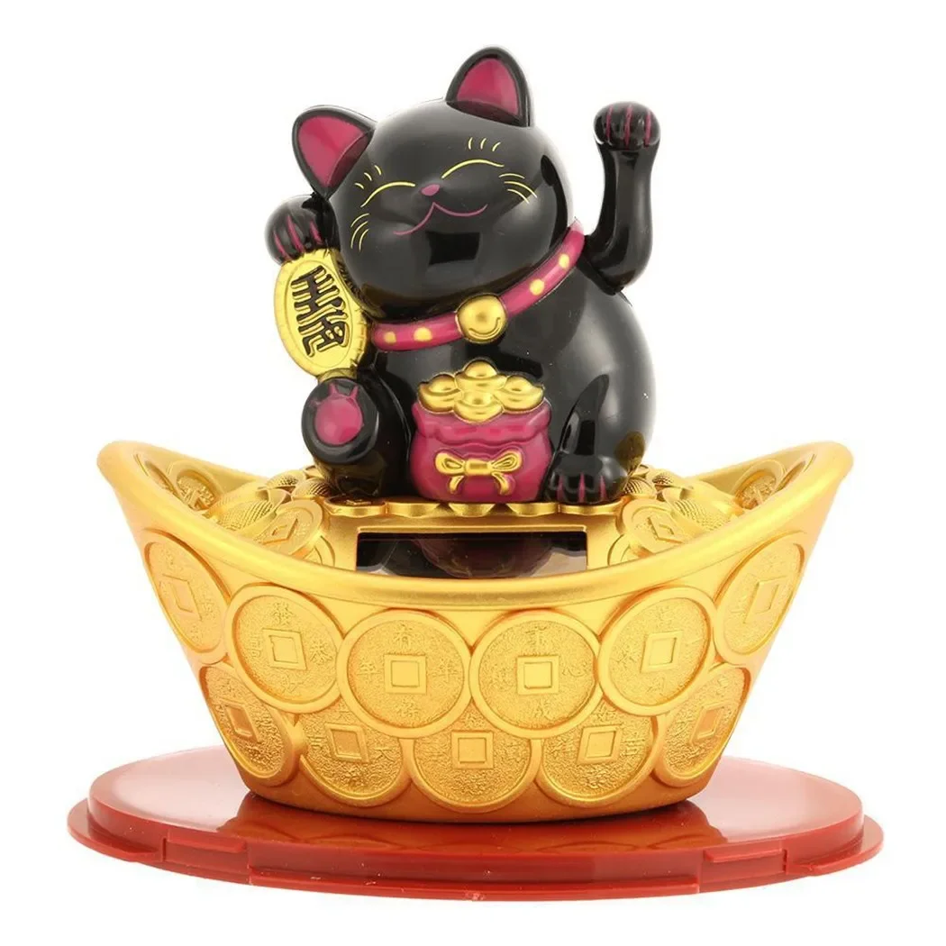 Duable.particular High Quality Lucky Cat Gold Ingot Ornament Plastic Decor Fortune Hand New Year Waving Wealth