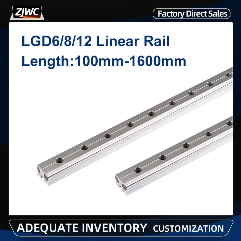 External Dual-axis Linear Slide Rail Square Guide Rail High-Speed Roller Slide LGD6 LGD8 LGD12 L100mm-1600mm CNC Cutting Machine