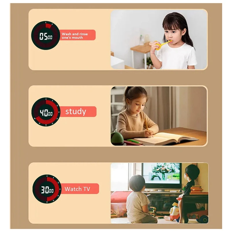 BAAG-60 минут визуальный аналоговый таймер милый бесшумный поворотный таймер кухонный таймер часы обратного отсчета для детей и взрослых время