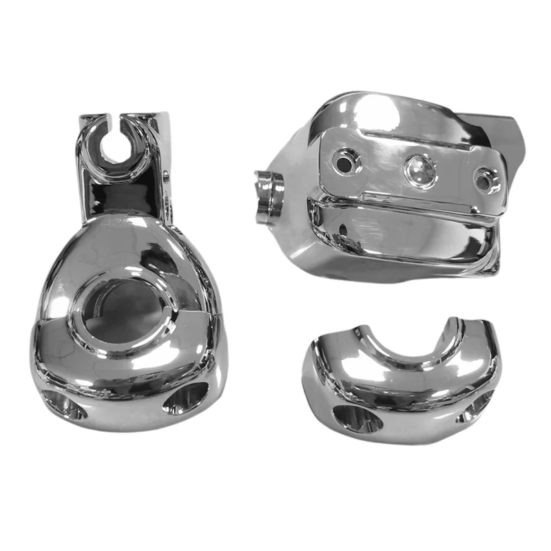 

Chrome Handlebar Control Dress-Up Cover Kit For 96-14 Softails 96-17 Dynas 96-03 Front Clutch Handle Bar Cover