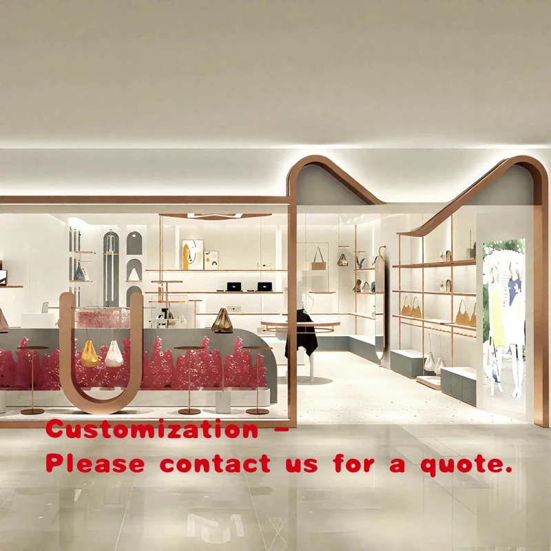 

custom.Elegant Brown Heavy Duty Handbag Display Cabinet Stand Laminated Retail Counters Bag Fitting Window Decoration