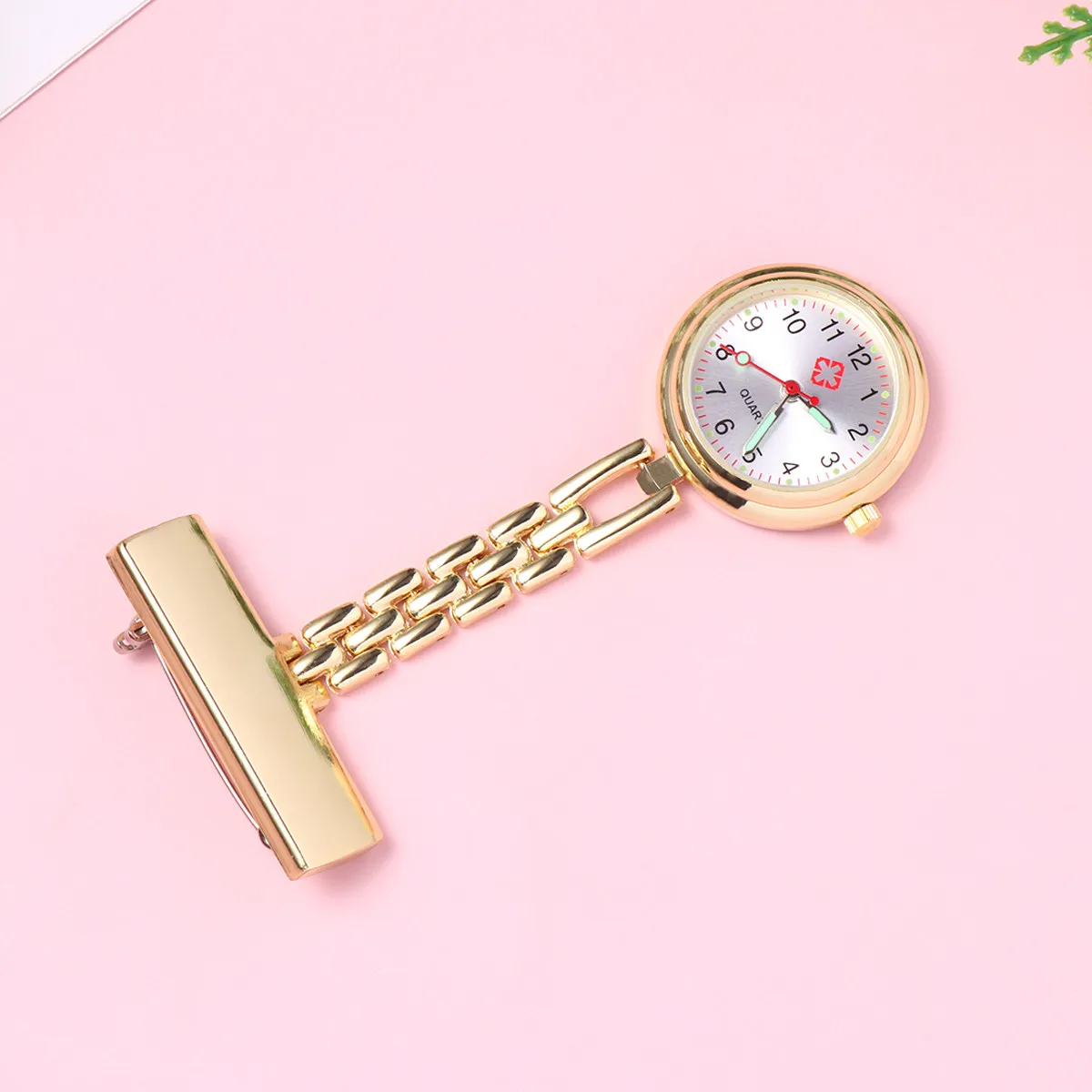 Pocket Watch Zinc Alloy Luminous Hands Simple Exquisite Detail Safety Pin Clasp for Nurses Doctors Fashionable Dress Decoration