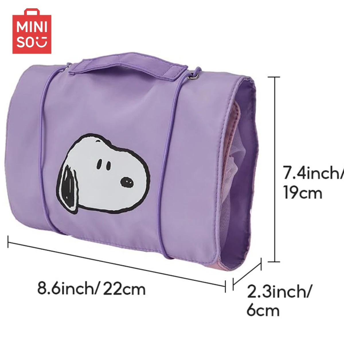 MINISO 스누피 컬러풀 라이프 시리즈 접이식 메이크업 가방 메이크업 보관 가방 여성용 화장실 가방 여행용 지퍼 보관 가방
