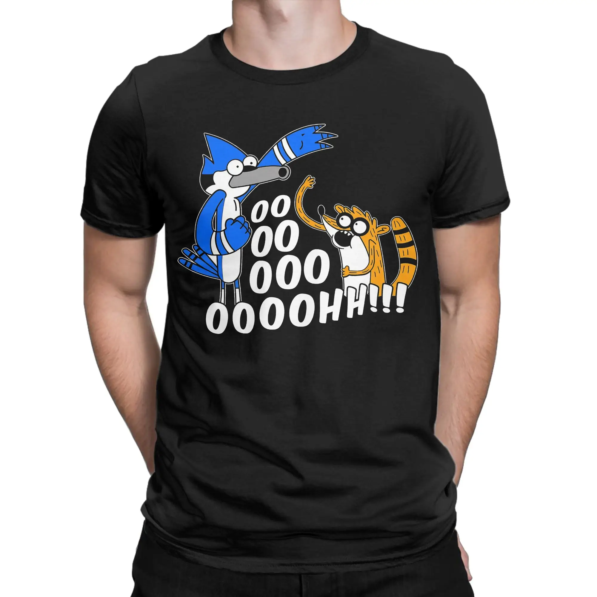 Rigby and Mordecai T-Shirt Regulars Show  Vintage Pure Cotton Tee Shirt Crew Neck Short Sleeve T Shirts New Arrival Tops