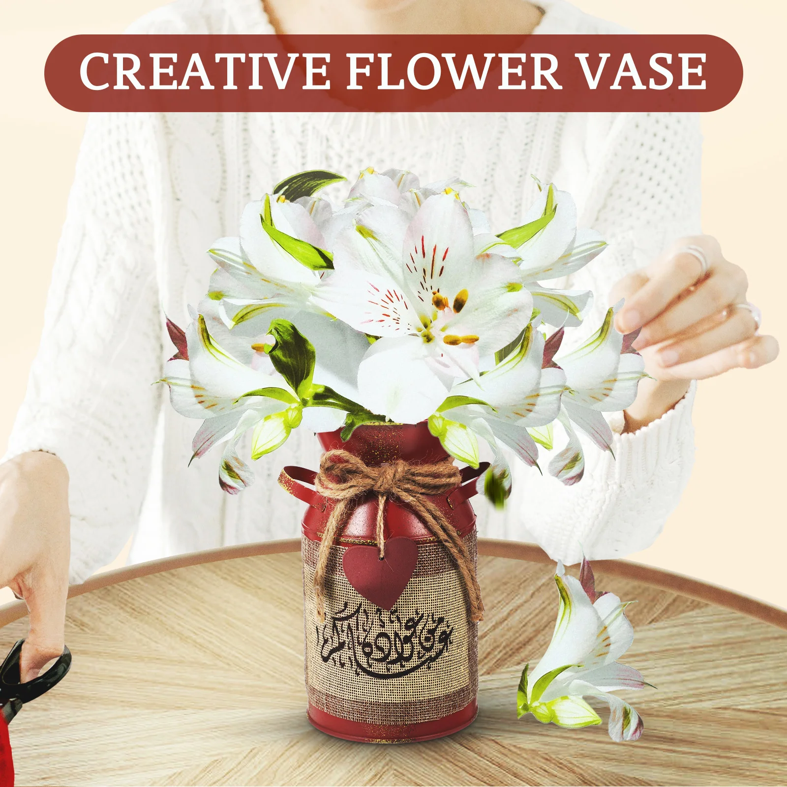 

Vintage Style Iron Flower Bucket Retro Metal Vase Garden Planter Flower Arrangement Decoration Metal Vases