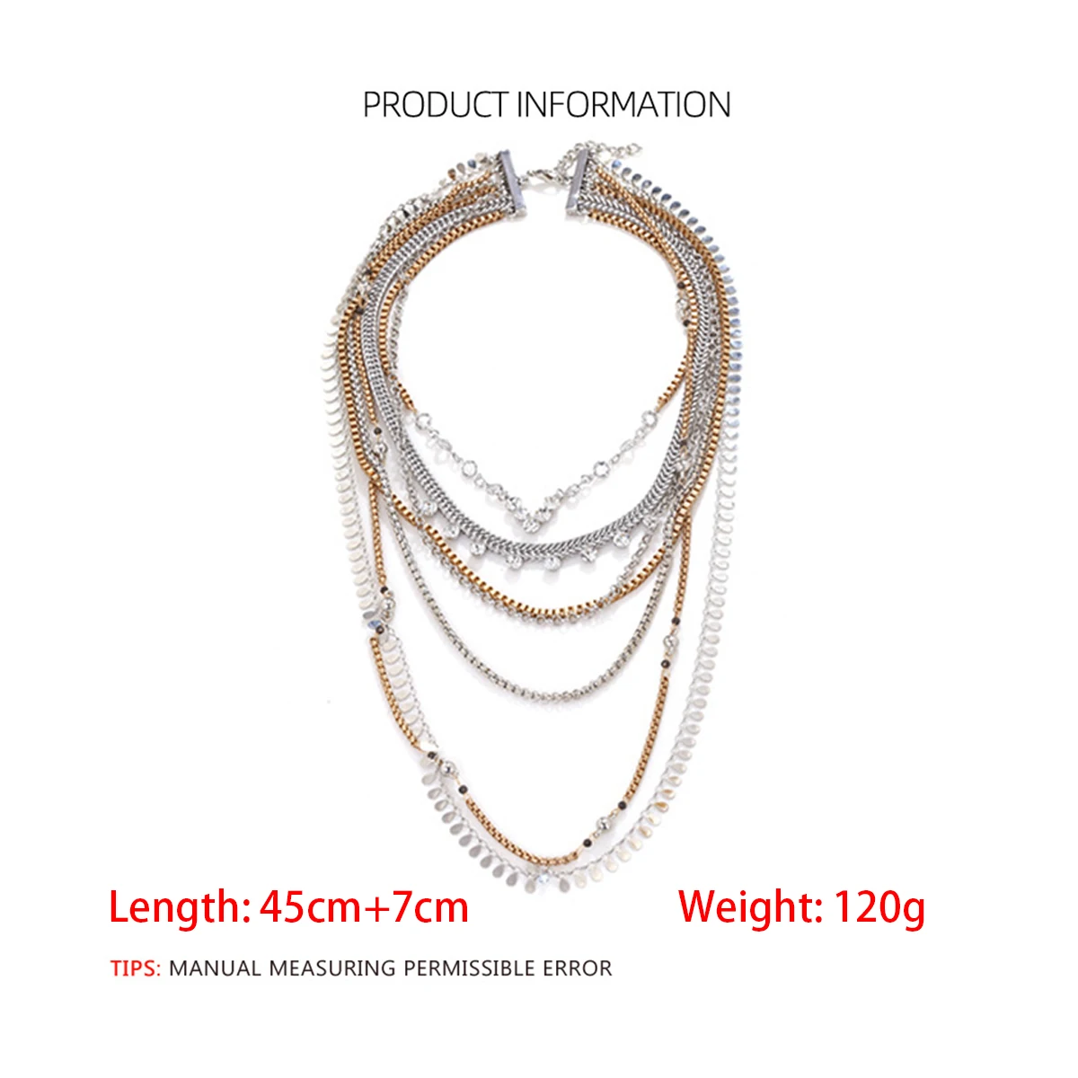 Neue Boho-Stil Mehrschichtige Wasserfall-Quasten-Choker-Halsketten für Frauen Metallketten Schmuck Halsaccessoires Geschenke – Detail 1