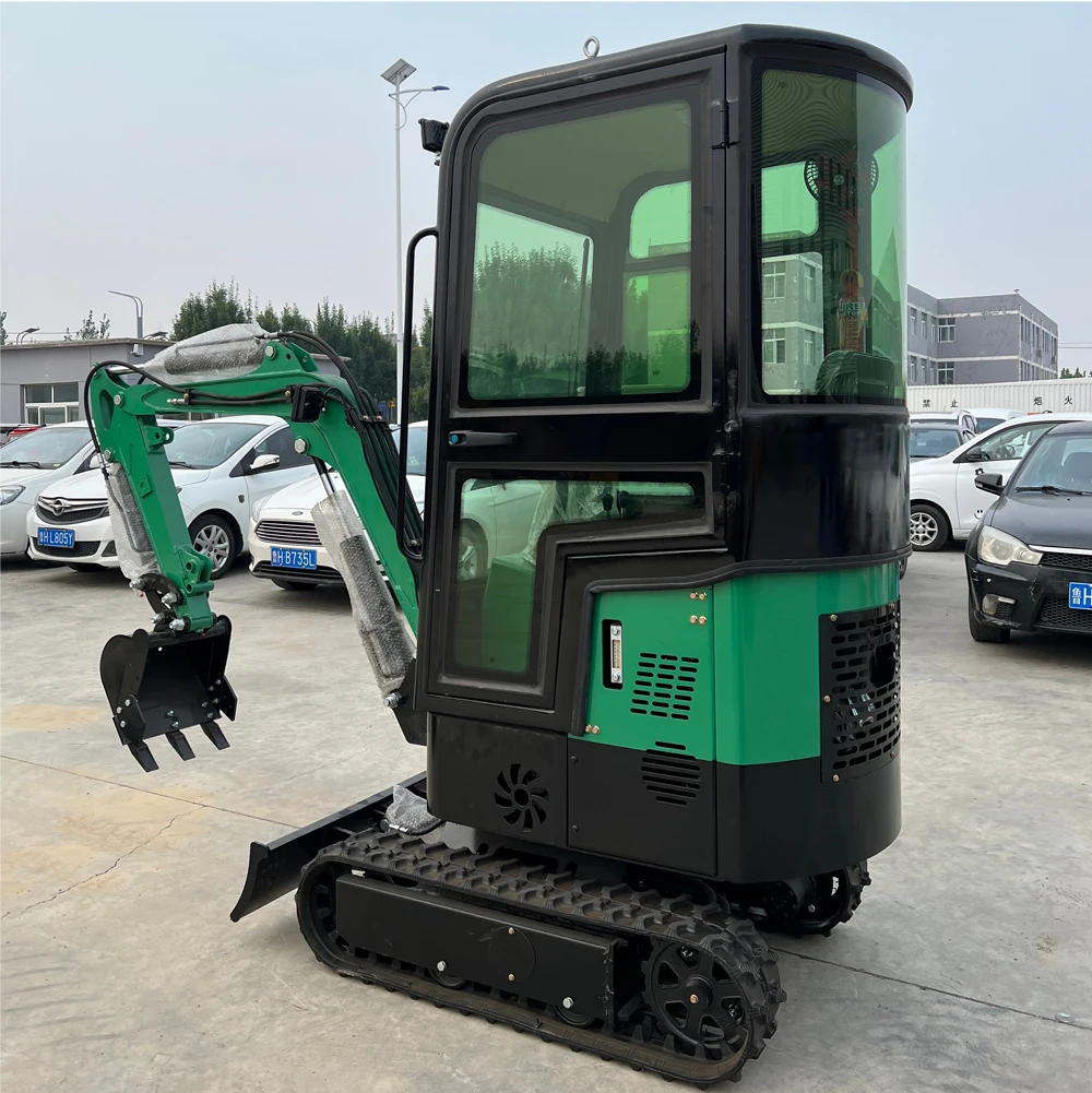 USA สต็อก 1 ตัน Crawler Mini Excavator พร้อม Closed Cab 13.5 HP EPA เบนซินขุดขนาดเล็กพร้อมฟังก์ชั่น Boom Swing