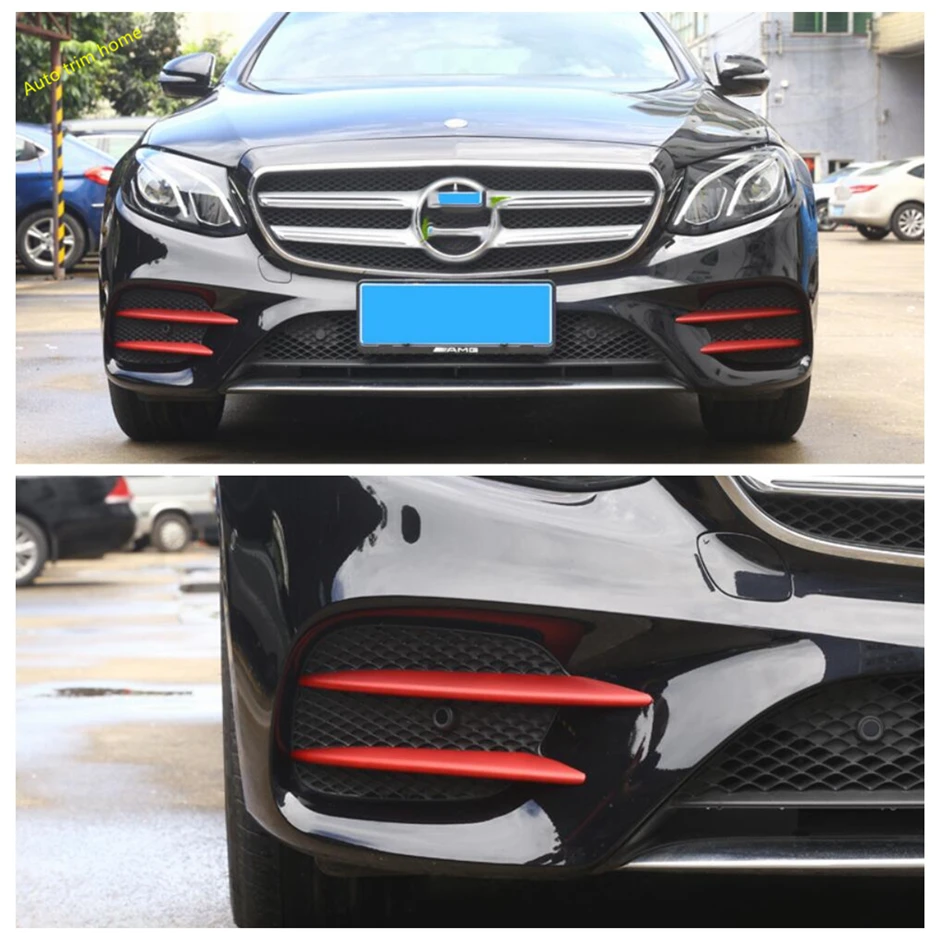 Carbon Fiber Accessories Front Fog Lamp Lights Grille Decoration Strips Trim Cover For Benz E Class AMG E43 E63 W213 2016 - 2020