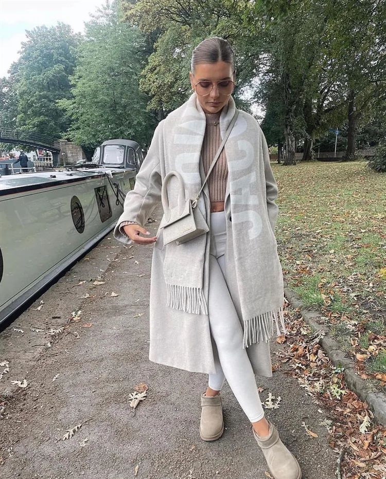 وشاح من الصوف الجاكار للجنسين بنمط حروف ملفوف من الكشمير ملمس ناعم لأزياء الخريف والشتاء #1