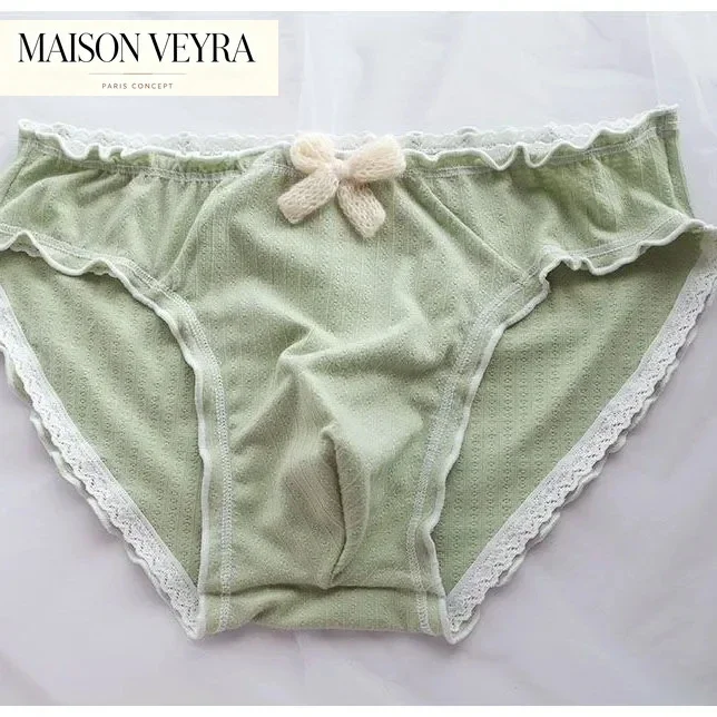 Culotte sexy en dentelle pour homme avec nœud papillon, semi-transparente, mignonne et sexy, style Harajuku, pour spectacle en direct et danse