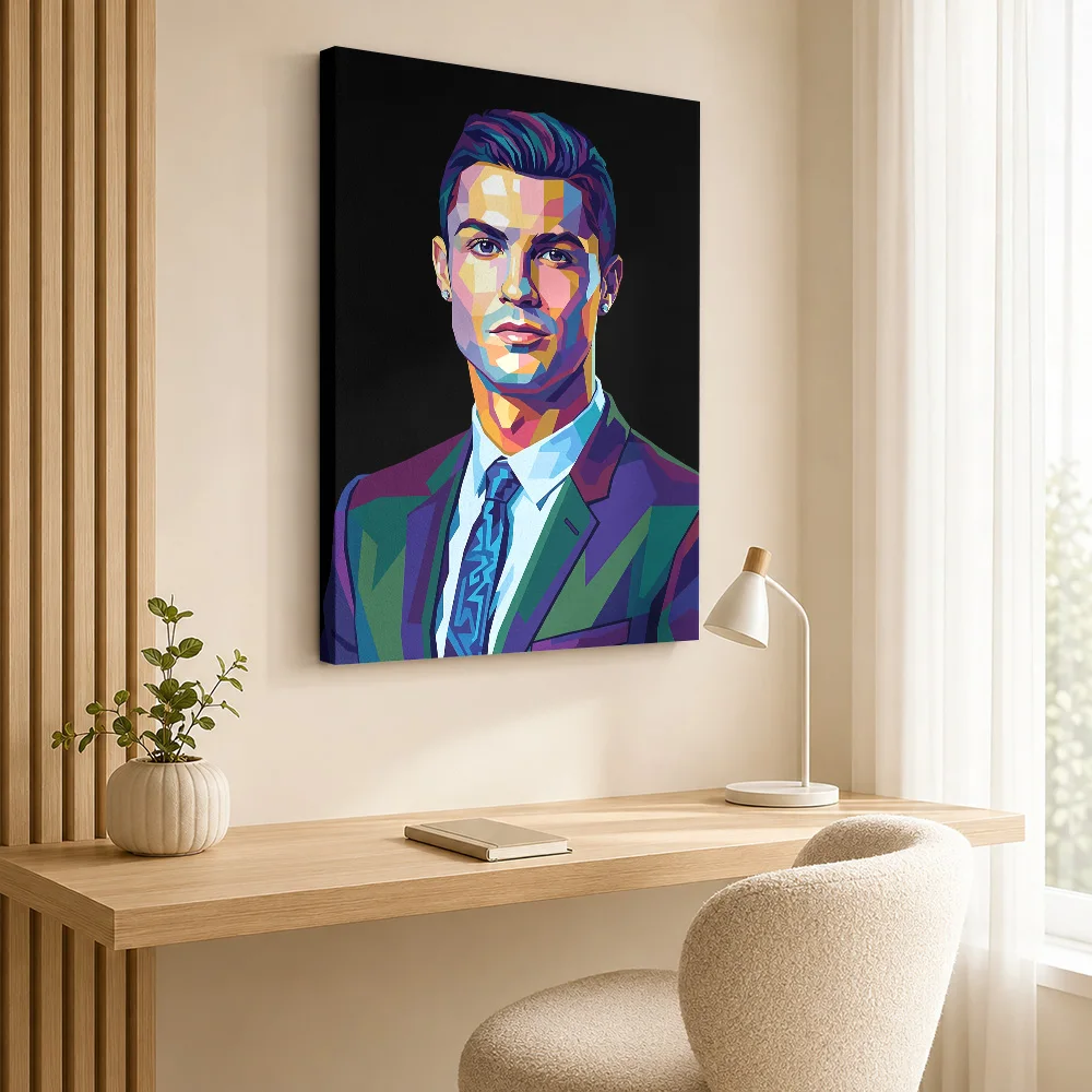 Cristiano Ronaldo Pop Art Portrait Canvas Print Poster Personalized Photo Sports Portrait Wall Paintings Decoration for Office
