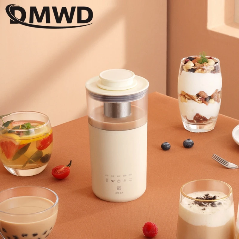 DMWD 350ml Electric Water Kettle Automatic Milk Tea Cup Portable Coffee Machine Milk Froth Maker 304 Stainless Steel Filter 220V