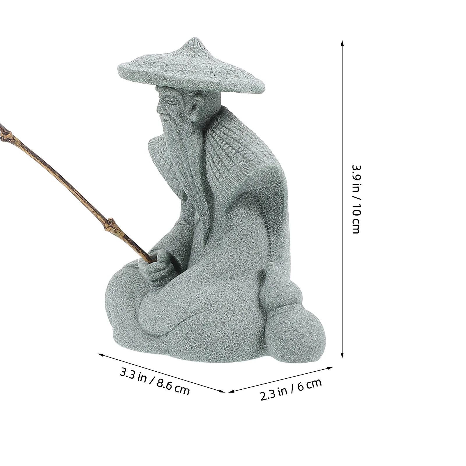1pc Fisherman Statue Resin Chinese Garden Decor For Fish Tank Bonsai Outdoor Sculpture Asian Decorative Accessories