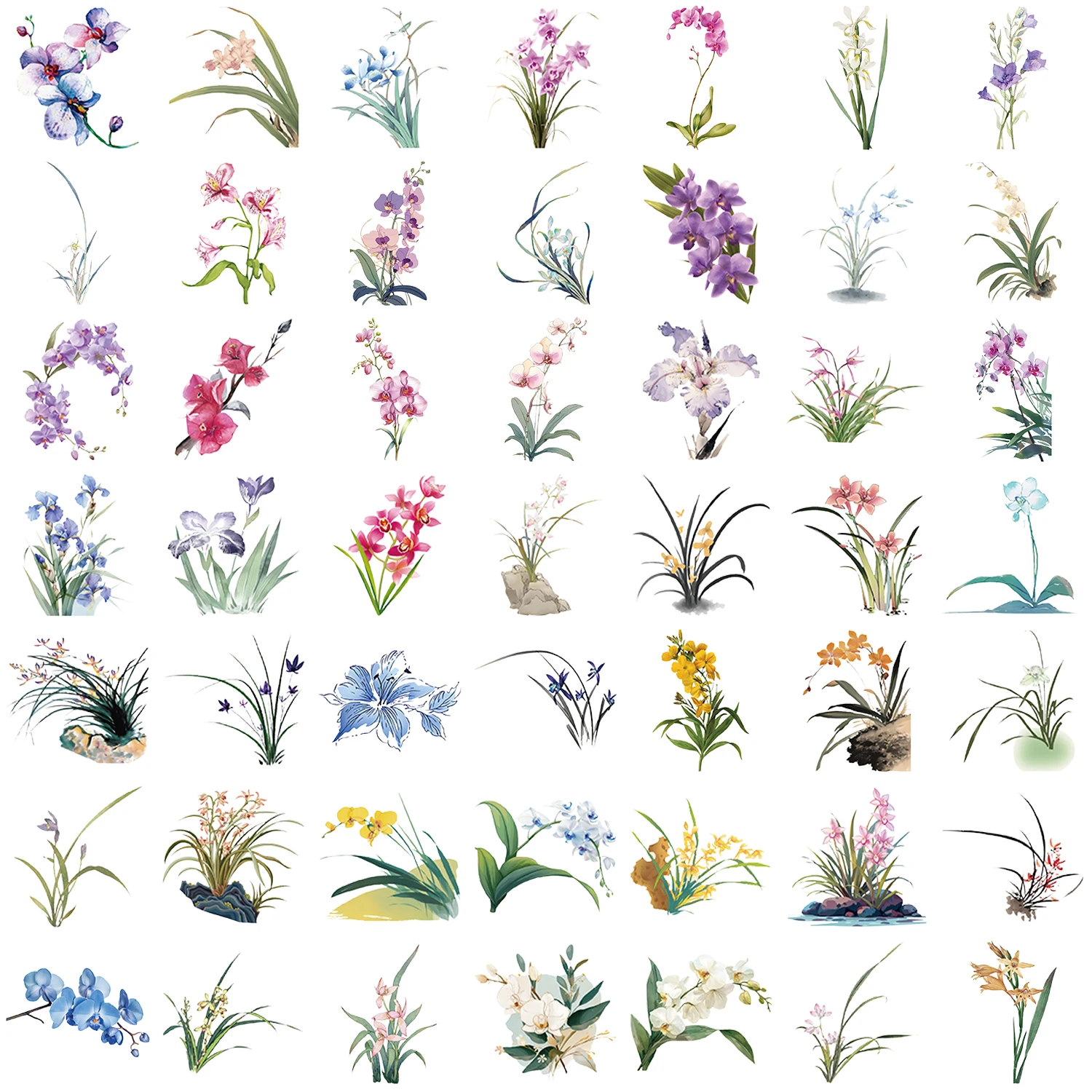 50 Stück Blumenaufkleber, Blumen, natürliche dekorative Aufkleber, ästhetische wasserdichte PET-Aufkleber für Journaling, Notizbuch, Wasserflasche – Detail 13