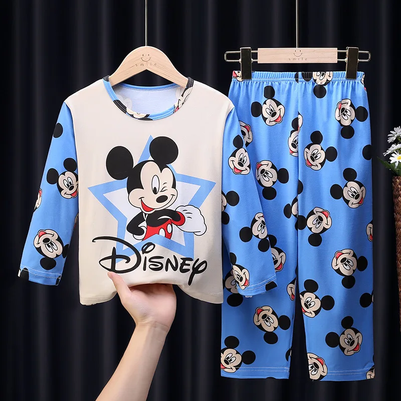 High Quality kid\'s Pajamas Set Mickey Minnie Boy Girl Winnie The Pooh Cartoon Longsleeved Pajama and pajama suit for kids gift