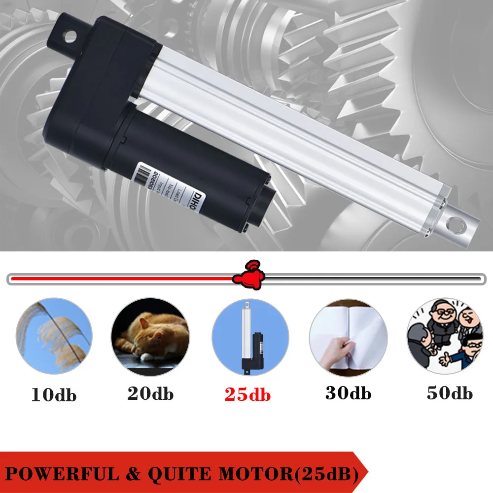 Imagem -06 - Atuador Linear de Levantamento Elétrico 3000n 24v 100 Mm1600 mm Curso 50kg300kg Carga Atuador Ajustável 25db 60w Abridor de Porta