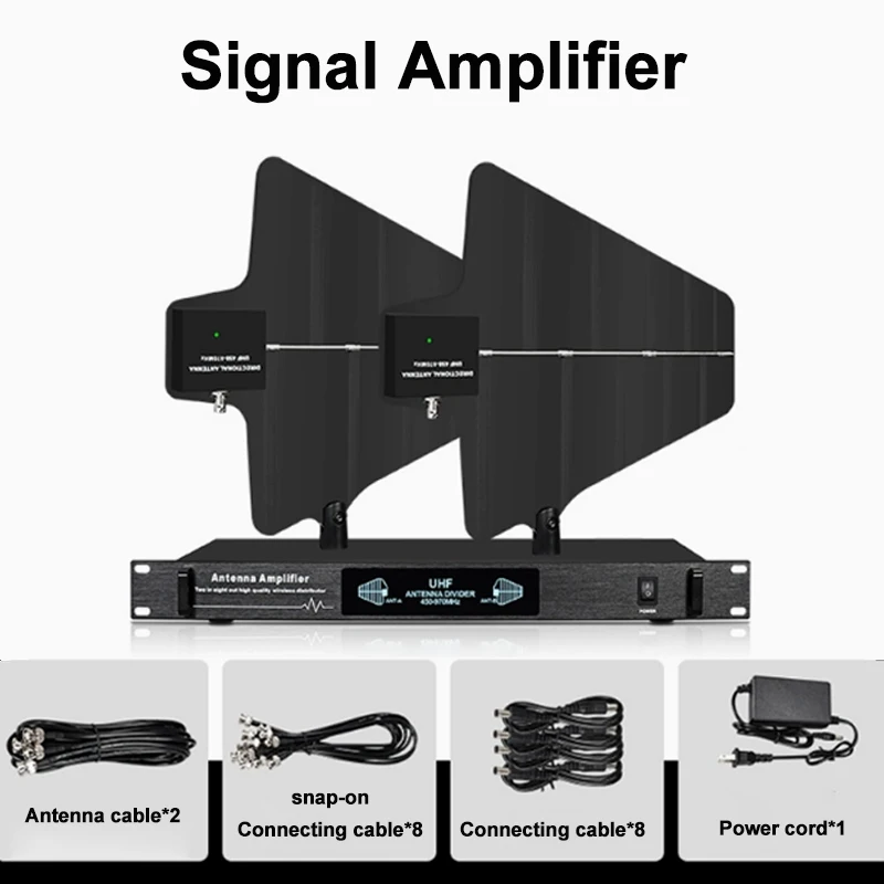 Professional Antenna Amplifier 4 Channel Power Distribution System Ultra Wideband UHF 450-970MHz for Wireless Microphone