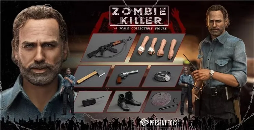 1/6 PRESENT PT-sp53 Man Guy Zombie Killer Walking Dead conjunto completo figura de acción móvil juguetes de regalo modelo para seguidores coleccionar