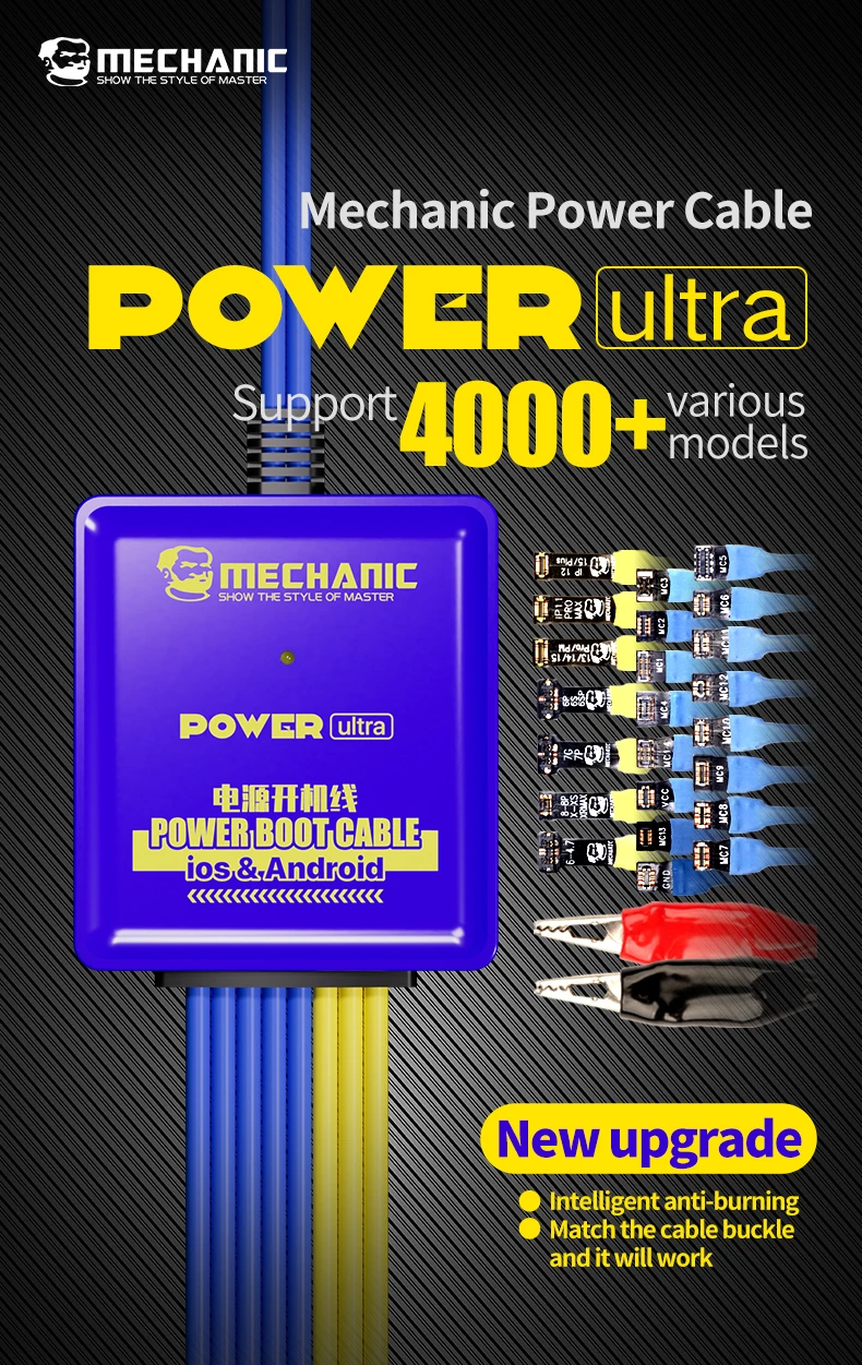 

MECHANIC Power Ultra Power Max Supply Test Cable Mobile Boot Line For iPhone 6-15PM for Samsung Huawei Xiaomi Power Test Cord