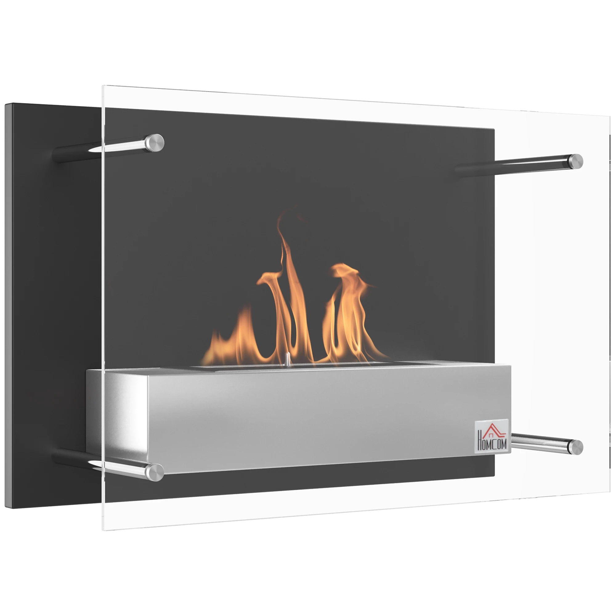 HOMCOM Wall bioethanol fireplace capacity 1,5 L combustion 3H 60x22x40 cm