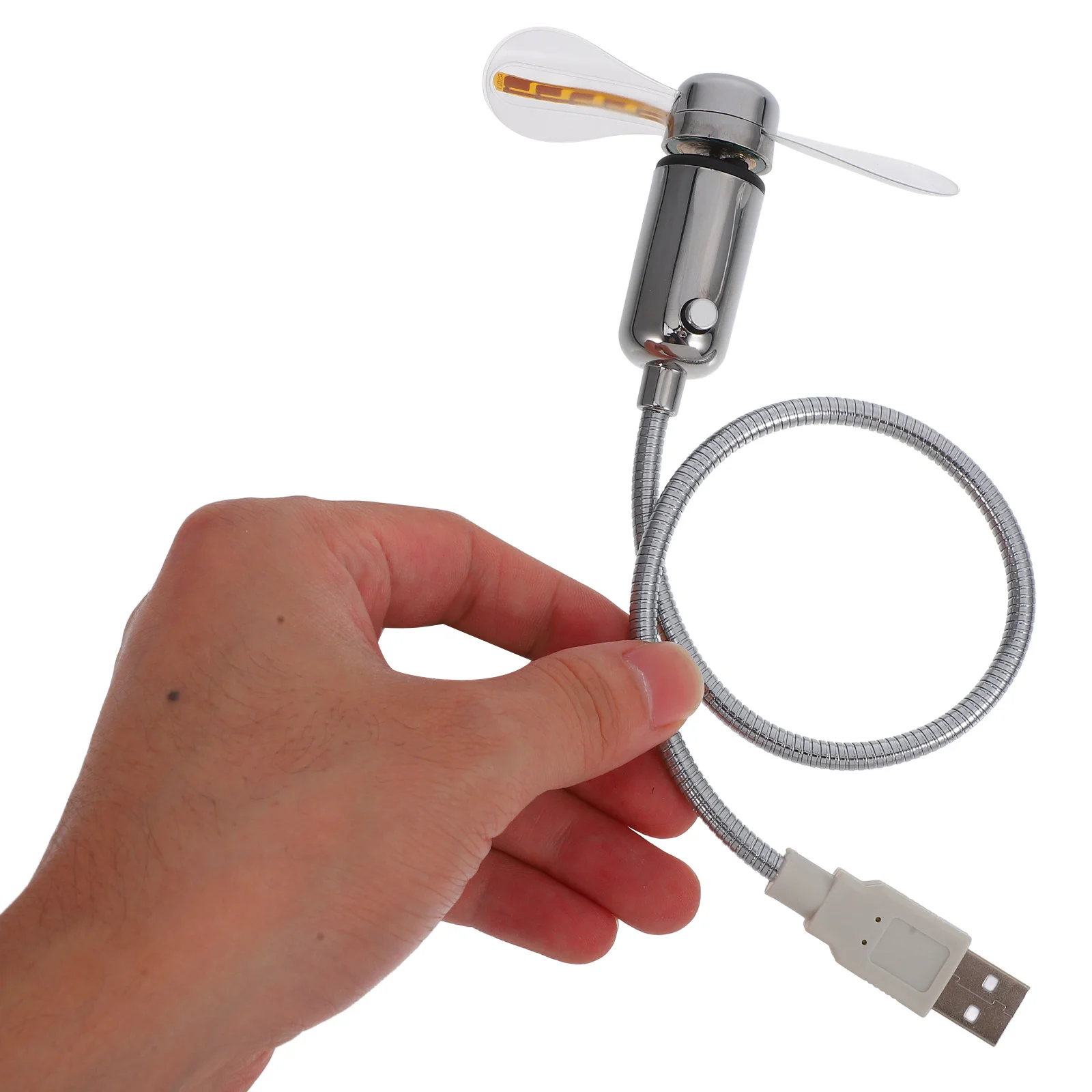 Mini ventola USB flessibile da 2 pezzi con display circolare con motivi LED colorati (argento) Mini ventola USB Mini ventola USB