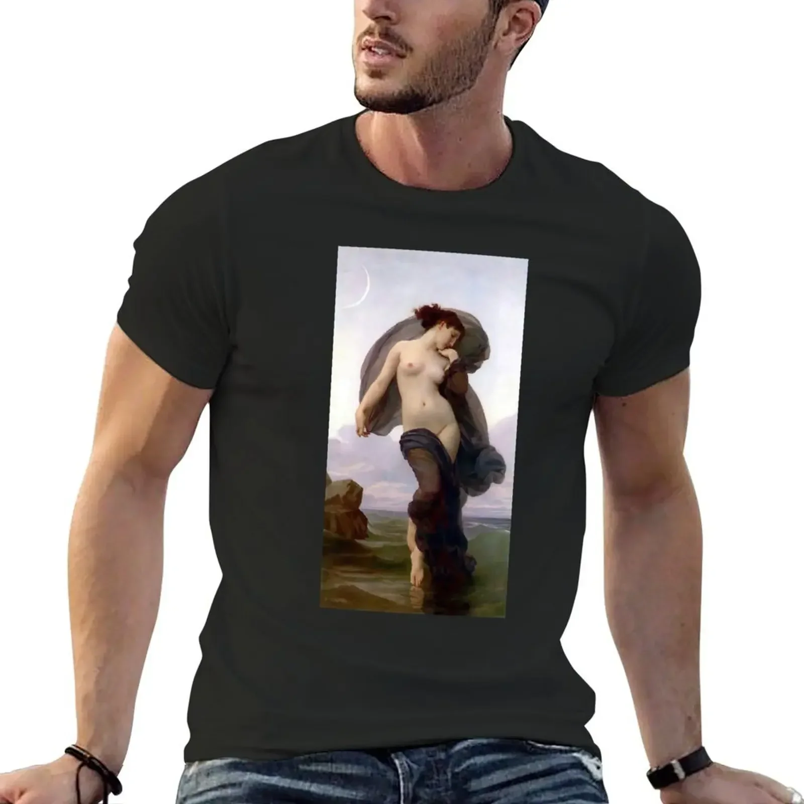 

William-Adolphe Bouguereau Evening Mood T-Shirt blue archive graphics shirts men