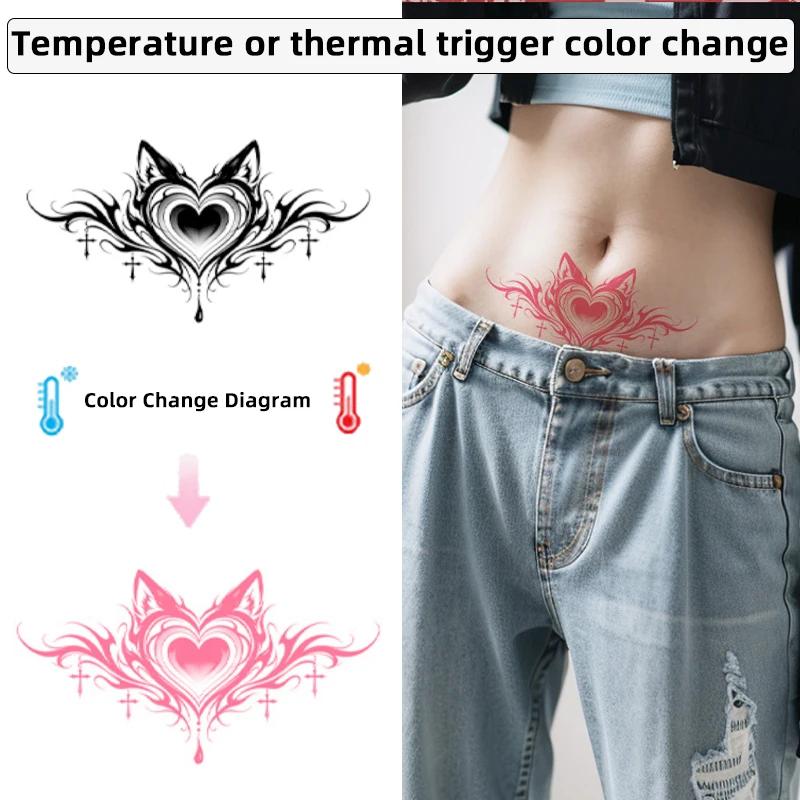 

Sexy and charming body temperature-changing tattoo sticker, waterproof and sweatproof, realistic tattoo on the abdomen and chest
