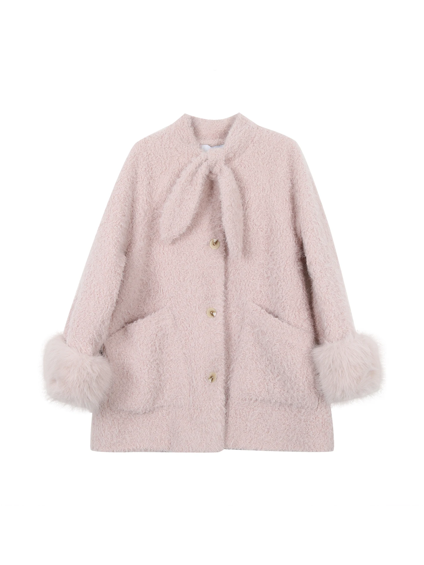 معطف فرو وردي للنساء شتاء 2025 جديد بأسلوب كوري جميل للغاية سترة قطنية راقية ملابس قطنية أنيقة للتنقل بتصميم فضفاض #2