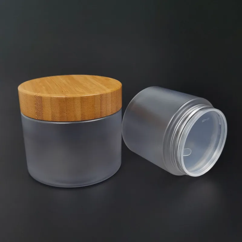 10/25pcs 250g/500g PET Cream Jar Empty Cosmetic Container Clear/Frosted Honey Bottle Food Storage Jar With Bamboo Cover