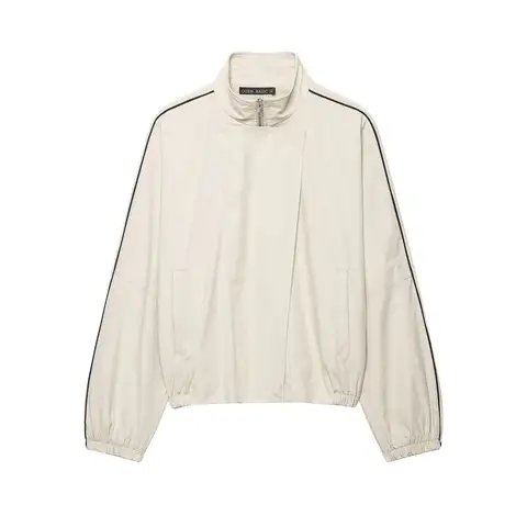 Women's Beige Bombers Jackets Patchwork Long Sleeve Outwear 2026 zanban Casual Loose Chic Jacket Woman Streewtear Fashion Coat