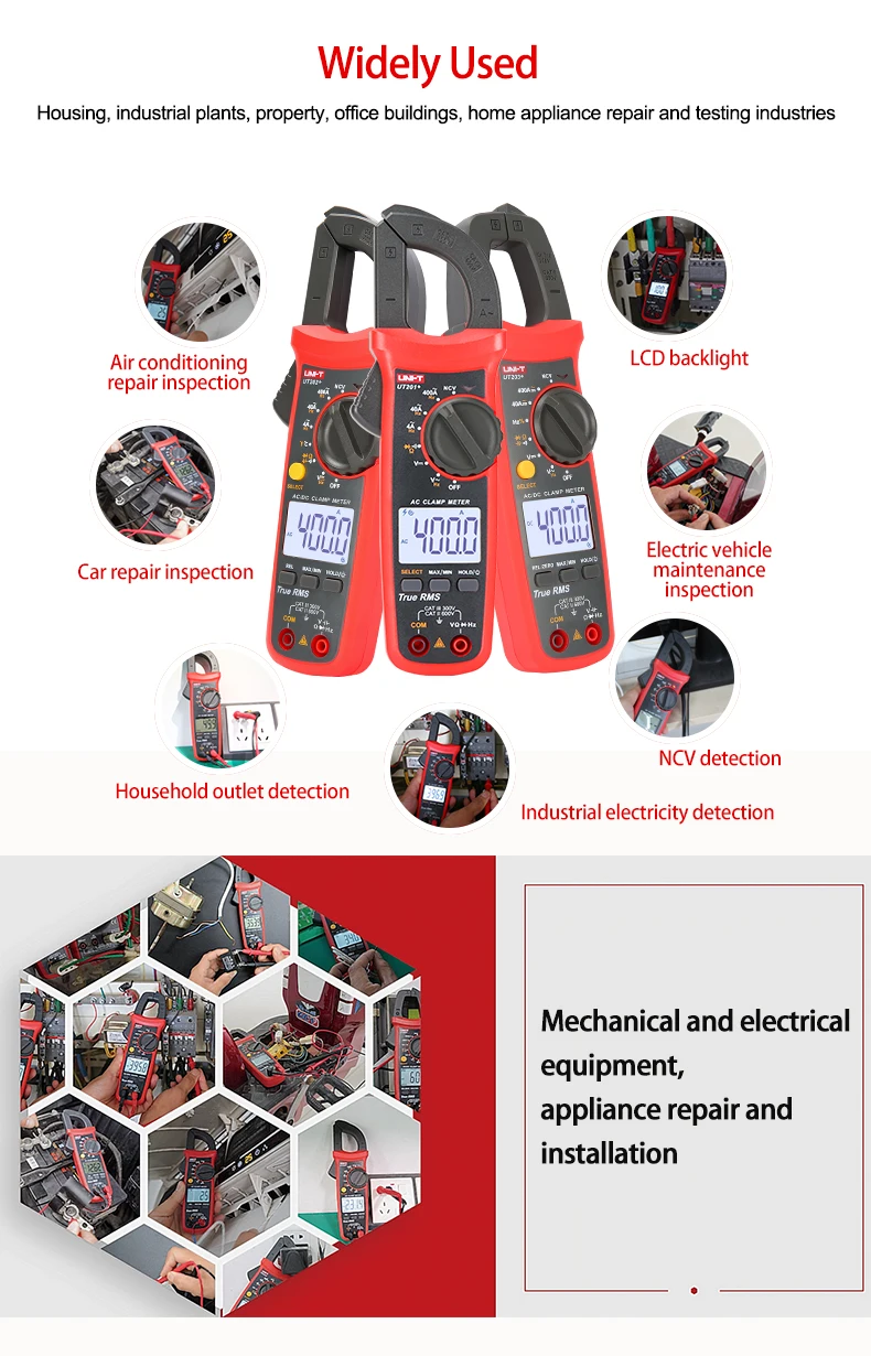 Imagem -06 - Uni-digital Clamp Meter Ut201 Mais Ut202 Mais Ut203 Mais Ut204 Mais ac dc Tensão Amperimetro Tester Alicadores Amperímetro Resistência Freqüência Medidor