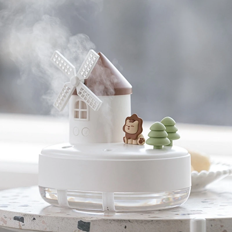 650Ml USB Double Spray Nozzle Humidifier Diffuser LED Light Music Box Humidifier White