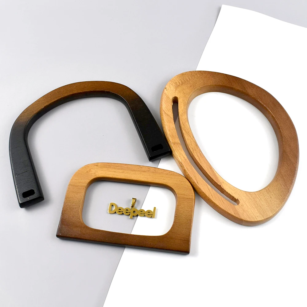

2Pcs Deepeel Gradient Wooden Bag Handle Purse Frames for Woven-Bag Handbag Handles Kiss Clasp DIY Sewing Bags Accessories