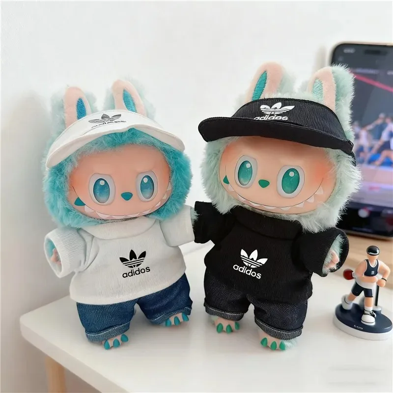 15 17 سنتيمتر ل Labubu دمية الرياضة تي شيرت الجينز فستان أطفال مع سروال داخلي الزي الملابس الكورية المعبود العصرية Adi قبعة بيسبول الملابس والاكسسوارات #2
