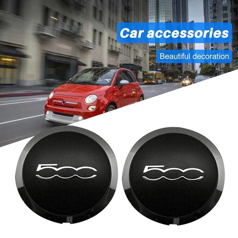 2Pcs 133Mm Hubcap Car Dust Cover For Fiat 500 Wheels Centre Hub Caps 68078419AC 51884863 Black